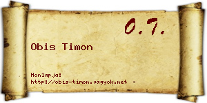 Obis Timon névjegykártya